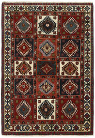 102X146 Yalameh Rug Oriental Black/Dark Red (Wool, Persia/Iran)
