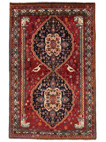 155X240 Shiraz Rug Oriental Black/Dark Red (Wool, Persia/Iran) Carpetvista