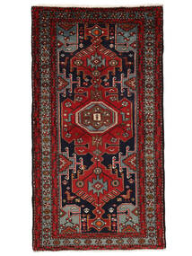 絨毯 ペルシャ ハマダン 80X150 ブラック/ダークレッド (ウール, ペルシャ/イラン)