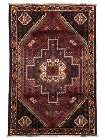 Shiraz Teppich 111X166 Schwarz/Dunkelrot Wolle, Persien/Iran Carpetvista