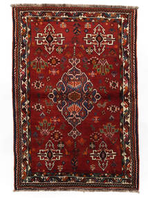 109X158 Shiraz Teppich Orientalischer Schwarz/Dunkelrot (Wolle, Persien/Iran) Carpetvista