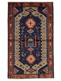 絨毯 ペルシャ ハマダン 80X145 ブラック/茶色 (ウール, ペルシャ/イラン)