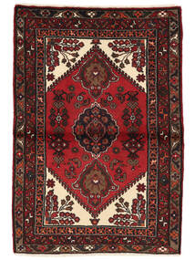 絨毯 ペルシャ ハマダン 96X140 ブラック/ダークレッド (ウール, ペルシャ/イラン)