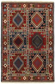  Persischer Yalameh Teppich 99X144 Schwarz/Dunkelrot (Wolle, Persien/Iran)