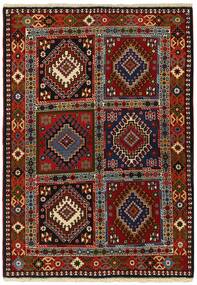 100X140 Tapete Yalameh Oriental Preto/Vermelho Escuro (Lã, Pérsia/Irão)