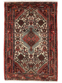 絨毯 ハマダン 80X115 黒/深紅色の (ウール, ペルシャ/イラン)