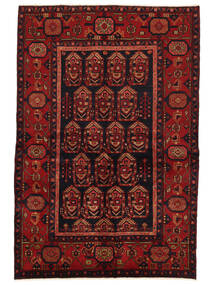  Persischer Hamadan Teppich 140X206 Schwarz/Dunkelrot (Wolle, Persien/Iran)