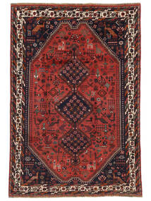  Persischer Shiraz Teppich 198X293 Schwarz/Dunkelrot (Wolle, Persien/Iran)