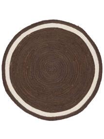 Pella Line Indoor/Outdoor Rug Ø 120 Small Brown/Off White Round