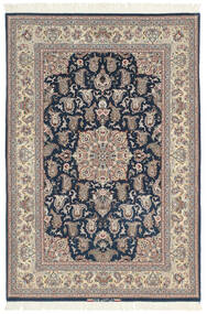 絨毯 オリエンタル イスファハン 絹の縦糸 132X198 茶色/ブラック ( ペルシャ/イラン)