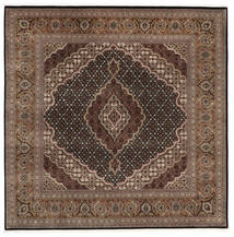 202X202 絨毯 タブリーズ Royal オリエンタル 正方形 茶色/ブラック (ウール, インド)