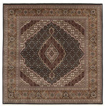  Orientalischer Täbriz Royal Teppich 202X203 Quadratisch Braun/Schwarz Wolle, Indien
