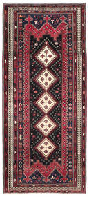 113X260 Afshar/Sirjan Teppich Orientalischer Läufer Schwarz/Dunkelrot (Wolle, Persien/Iran)
