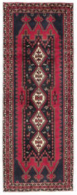105X284 Dywan Orientalny Afszar/Sirjan Chodnikowy Czarny/Ciemnoczerwony (Wełna, Persja/Iran)