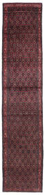 Senneh Teppich 110X613 Läufer Schwarz/Dunkelrot Wolle, Persien/Iran