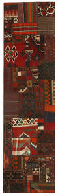 Tapete Persa Kilim Patchwork 80X300 Passadeira Preto/Vermelho Escuro (Lã, Pérsia/Irão)