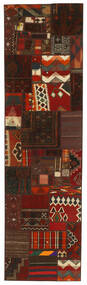 80X302 Kilim Patchwork Rug Modern Runner
 Black/Dark Red (Wool, Persia/Iran)