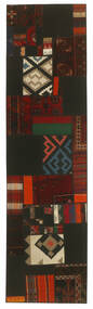 Tapete Persa Kilim Patchwork 82X305 Passadeira Preto/Vermelho Escuro (Lã, Pérsia/Irão)