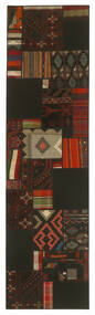 Tapis Persan Kilim Patchwork 82X304 De Couloir Noir/Rouge Foncé (Laine, Perse/Iran)