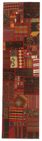  Kilim Patchwork Rug 82X304 Persian Wool Black/Dark Red Small