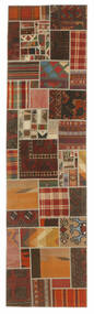  Kilim Patchwork Rug 82X304 Persian Wool Brown/Dark Red Small