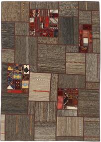 絨毯 キリム パッチワーク 140X200 茶色/ブラック (ウール, ペルシャ)