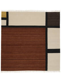  300X300 Large Mondria Rug - Natural White/Rust Red Wool