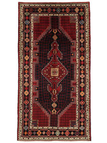 絨毯 ハマダン 160X295 廊下 カーペット ブラック/ダークレッド (ウール, ペルシャ/イラン)