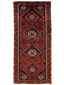 158X338 Dywan Kaszkaj Orientalny Chodnikowy Czarny/Ciemnoczerwony (Wełna, Persja/Iran) Carpetvista