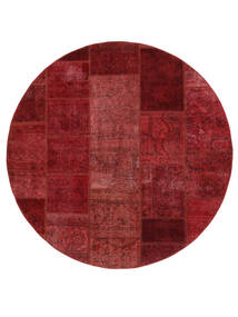  Ø 200 Dywan Patchwork Nowoczesny Okrągły Ciemnoczerwony/Czarny (Wełna, Persja/Iran) Carpetvista