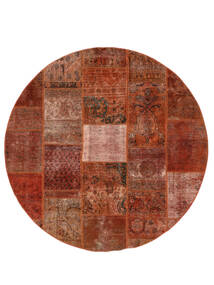 Patchwork Rug Ø 200 Round Dark Red/Brown Wool, Persia/Iran Carpetvista