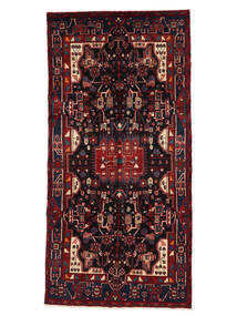 絨毯 ナハバンド 154X308 廊下 カーペット ブラック/ダークレッド (ウール, ペルシャ/イラン)