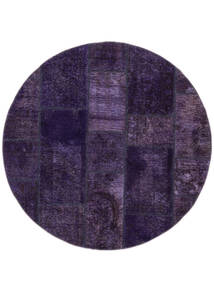  Patchwork Szőnyeg Ø 150 Vintage Perzsa Gyapjúszőnyeg Fekete/Sötétlila Kicsi Carpetvista