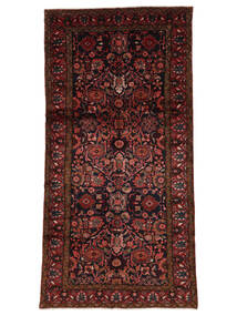 絨毯 ハマダン 148X292 廊下 カーペット ブラック/ダークレッド (ウール, ペルシャ/イラン)