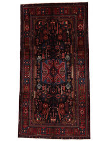 152X293 Hamadan Teppich Orientalischer Läufer Schwarz/Dunkelrot (Wolle, Persien/Iran) Carpetvista