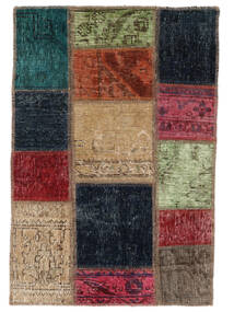 60X90 絨毯 パッチワーク モダン ブラック/ダークレッド (ウール, ペルシャ/イラン) Carpetvista