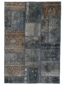 Patchwork Teppich 104X151 Schwarz/Dunkelgrau Wolle, Persien/Iran Carpetvista