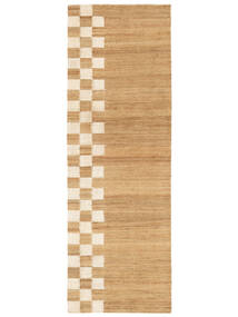  80X250 Chess Line Jute Light Brown/Natural White Runner Rug
 Small