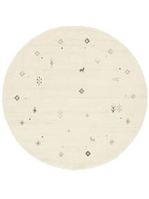 Gabbeh Giza Ø 150 Small Off White Round Wool Rug