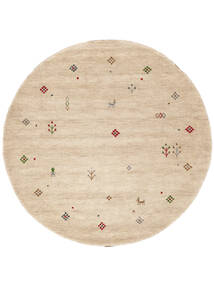 Gabbeh Giza Ø 150 Small Beige Round Wool Rug