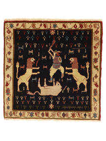 絨毯 オリエンタル カシュガイ 63X63 正方形 ブラック/茶色 (ウール, ペルシャ/イラン)