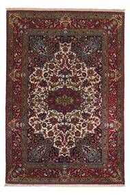 144X219 Isfahan Seide Kette Teppich Orientalischer Schwarz/Braun (Wolle, Persien/Iran)