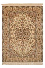  116X160 Isfahan Seide Kette Teppich Braun/Orange Persien/Iran