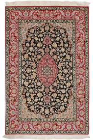  110X166 Isfahan Seide Kette Teppich Dunkelrot/Braun Persien/Iran