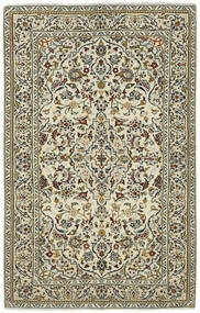 Keshan Teppich 132X210 Grün/Gelb Wolle, Persien/Iran