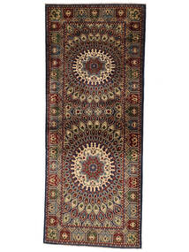 絨毯 Kunduz 86X213 廊下 カーペット ブラック/茶色 (ウール, アフガニスタン)