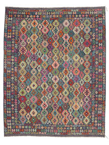 Kelim Afghan Old Style Teppe 320X403 Mørk Grå/Svart Stort Ull, Afghanistan Carpetvista