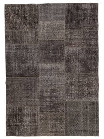 Patchwork Rug 140X200 Black/Brown Wool, Turkey Carpetvista