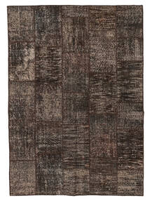 140X200 Tappeto Patchwork Moderno Nero/Marrone (Lana, Turchia) Carpetvista