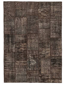 140X200 Tappeto Patchwork Moderno Nero/Marrone (Lana, Turchia) Carpetvista